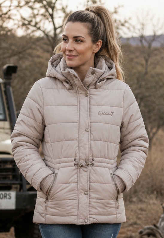 CC - Wildebees - Hooded Puffer Jacket Pebble Stone