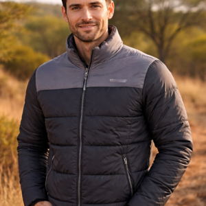 CC - Wildebees - Mens Puffer Jacket Colourblock Black/Charcoal