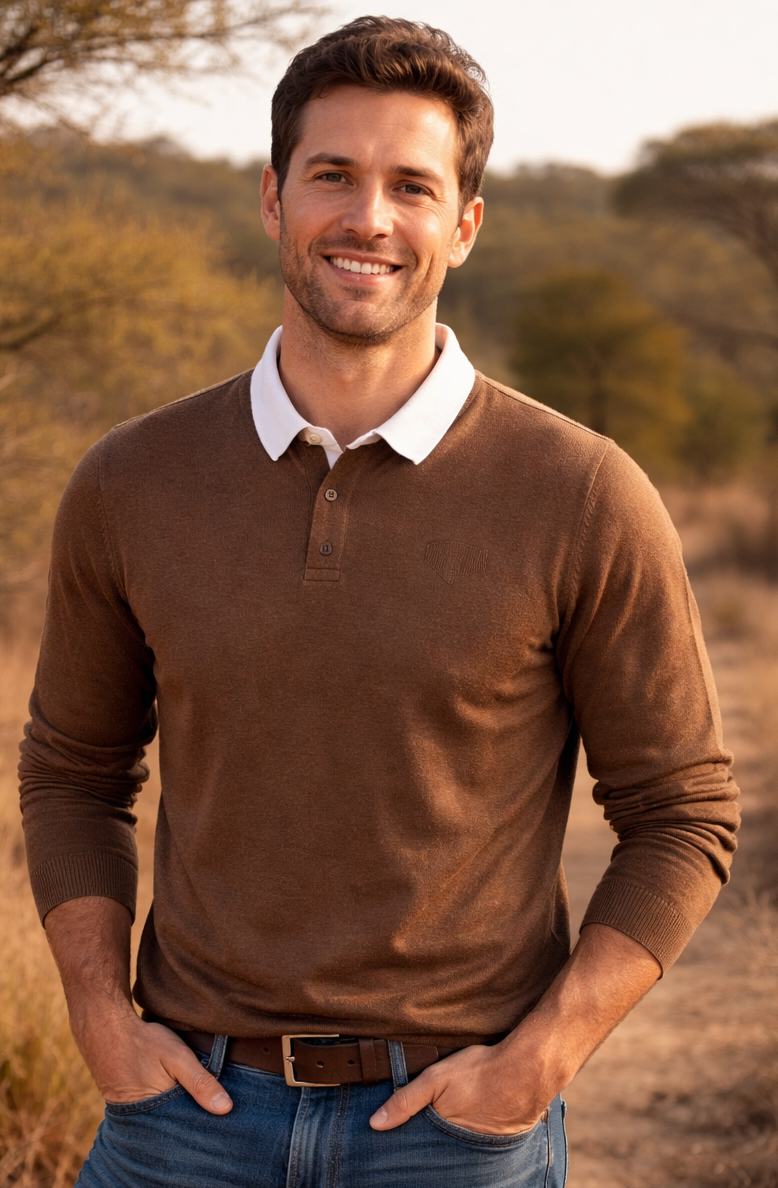 CC - Wildebees - Heavy Knit Plain Rugby Jersey Brown